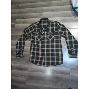Vintage Dixxon Flannel - The Podium- Mens Large Black/Yellow Heavy Flannel